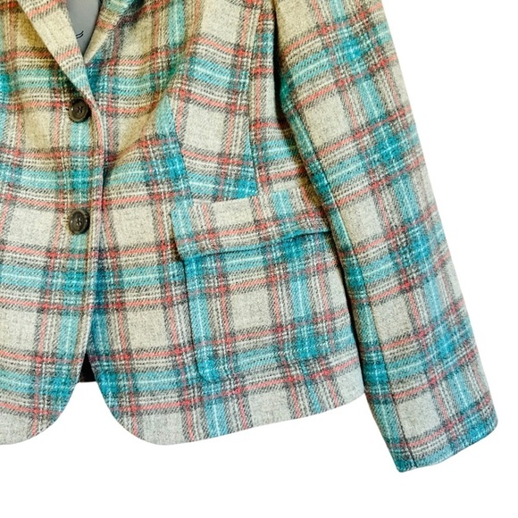 TALBOTS SHETLAND ABERDEEN PASTEL PLAID WOOL BLEND BLAZER SIZE 8 - Picture 7 of 14